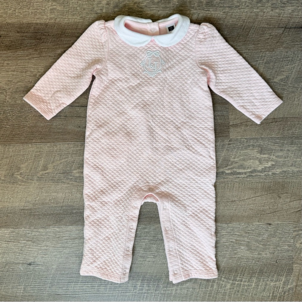 Janie and Jack Baby Petal Pink Quilted One-Piece with J&J Signature Layette